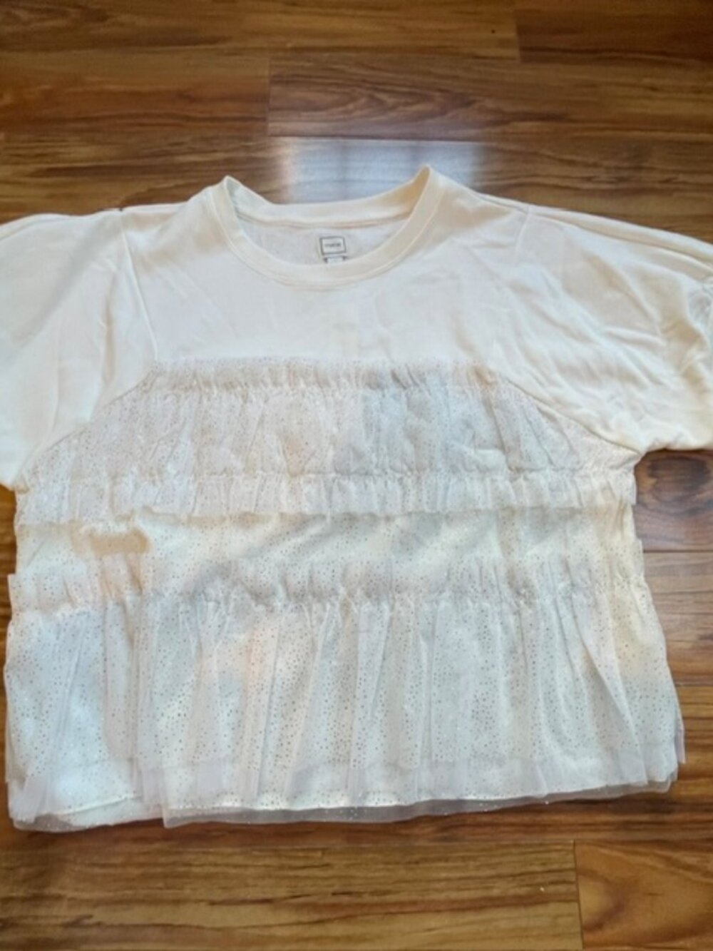 Anthropologie Maeve Women's Ruffled Crop Top, White, Large Size